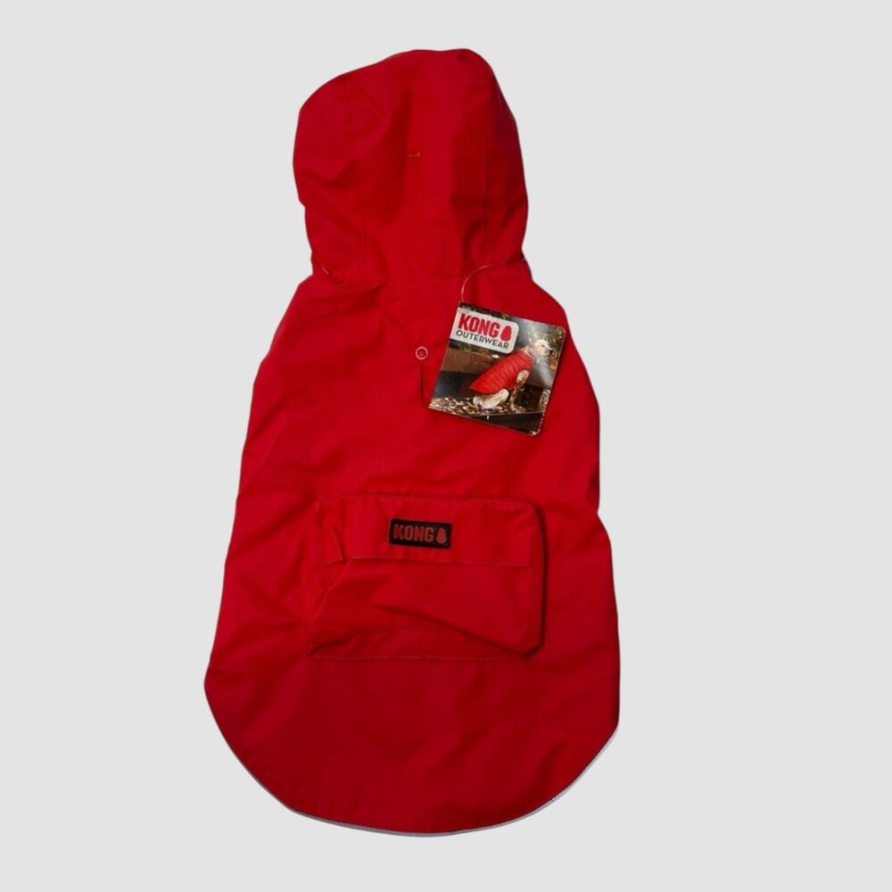 KONG Red Packable Dog Raincoat Jacket Waterproof Hooded Pet Coat Small NWT